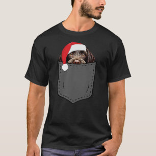 German Wirehaired Pointer Dog Hat Christmas Pocket T-Shirt