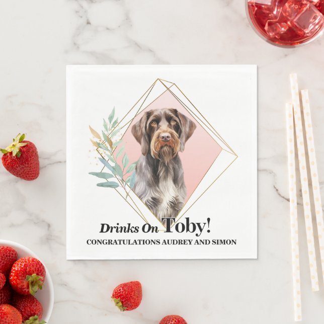 German Wirehaired Pointer Dog Photo Wedding Napkin (Insitu)