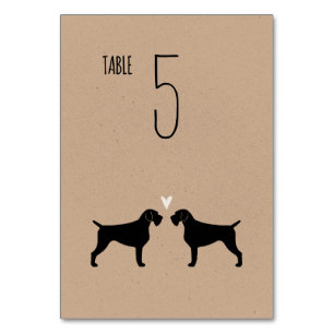 German Wirehaired Pointer Dog Silhouettes Wedding Table Number