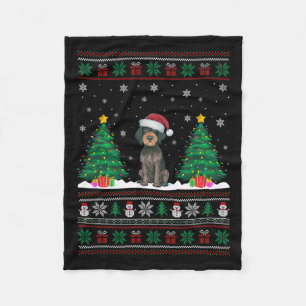 German Wirehaired Pointer Dog Xmas Tree Lights Ugl Fleece Blanket