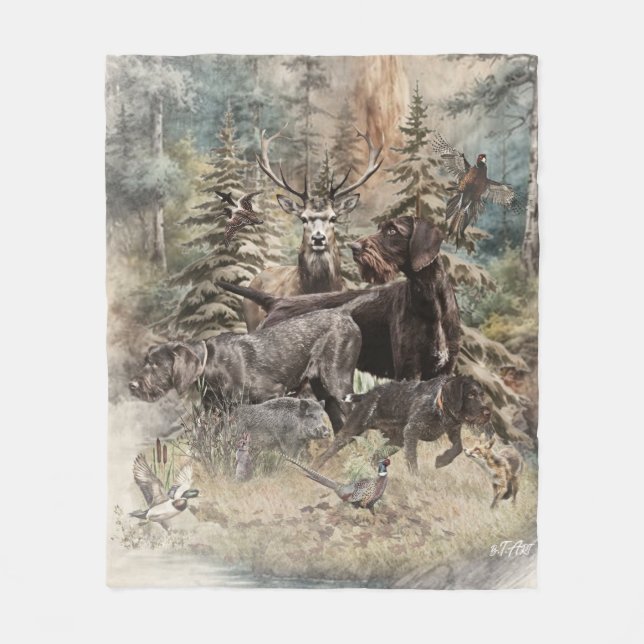 German Wirehaired Pointer Fleece Blanket (Front)