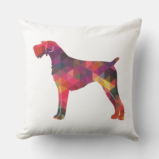 German Wirehaired Pointer Geo Silhouette Multi Throw Pillow (Front)