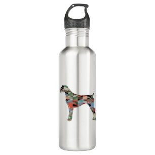 German Wirehaired Pointer Geo Silhouette Plaid 710 Ml Water Bottle