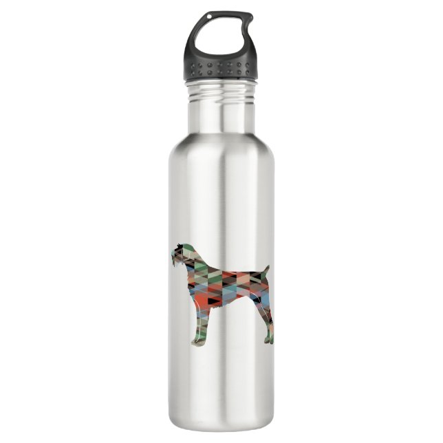 German Wirehaired Pointer Geo Silhouette Plaid 710 Ml Water Bottle (Front)