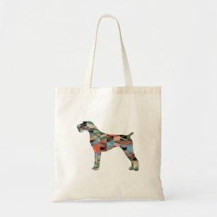 German Wirehaired Pointer Geo Silhouette Plaid Tote Bag