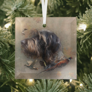 German Wirehaired Pointer Glass Ornament