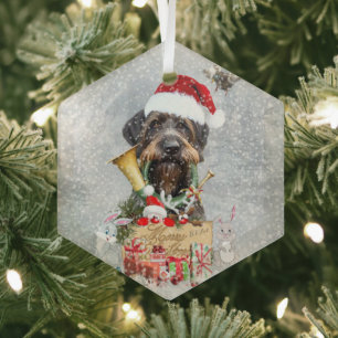 German Wirehaired Pointer Glass Ornament