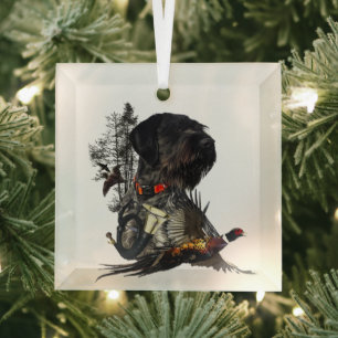 German Wirehaired Pointer Glass Ornament