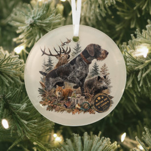 German Wirehaired Pointer Glass Ornament