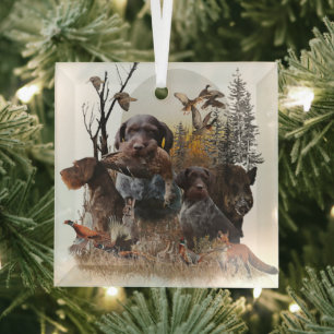 German Wirehaired Pointer Glass Ornament