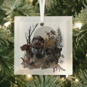 German Wirehaired Pointer Glass Ornament