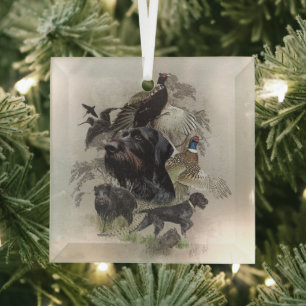 German Wirehaired Pointer Glass Ornament