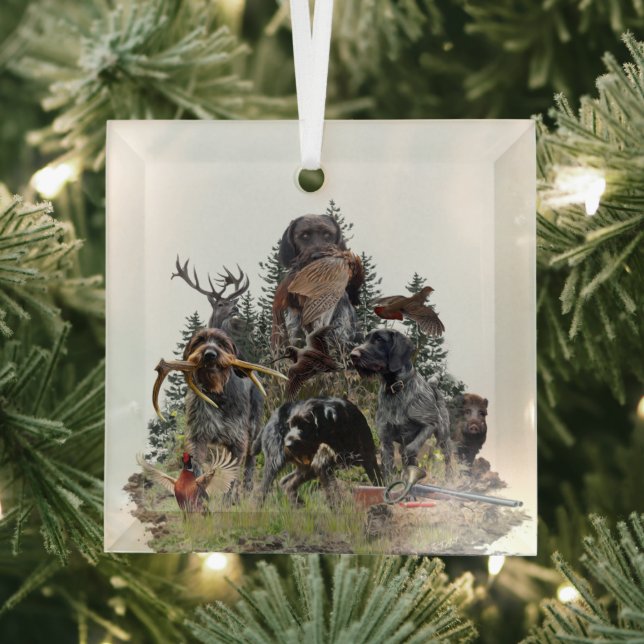 German Wirehaired Pointer     Glass Ornament (Insitu)