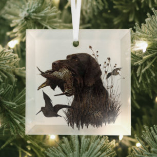 German Wirehaired Pointer Glass Ornament