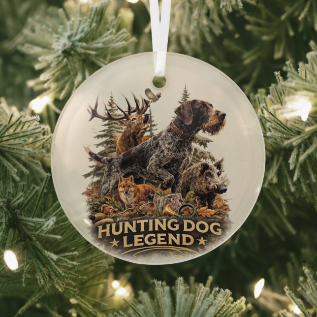 German Wirehaired Pointer Glass Ornament (Insitu)