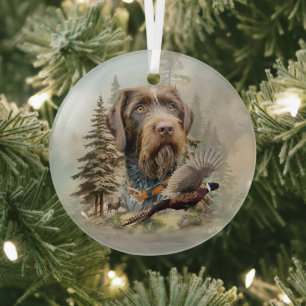 German Wirehaired Pointer Glass Ornament