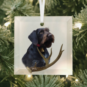 German Wirehaired Pointer Glass Ornament
