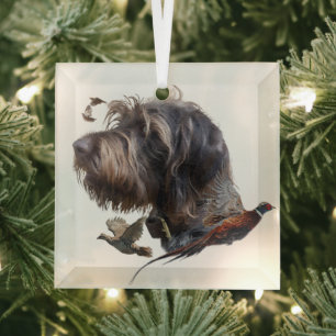 German Wirehaired Pointer Glass Ornament