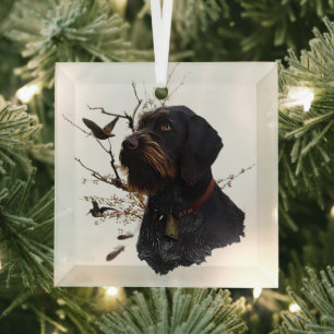 German Wirehaired Pointer Glass Ornament