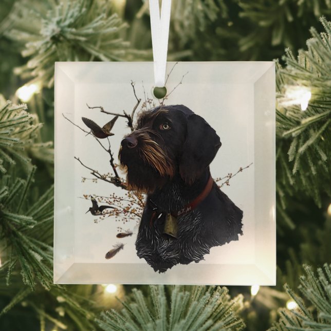 German Wirehaired Pointer   Glass Ornament (Insitu)