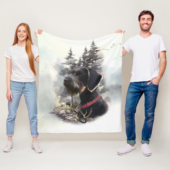 German Wirehaired Pointer, GWP Fleece Blanket (In Situ)