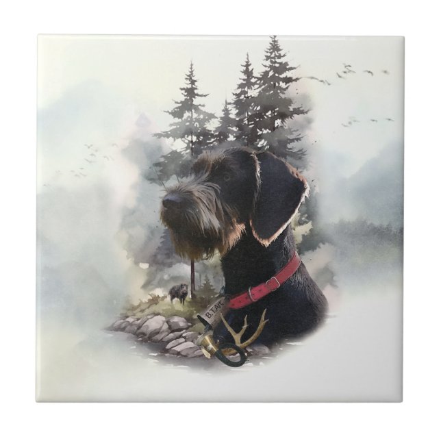 German Wirehaired Pointer, GWP Tile (Front)