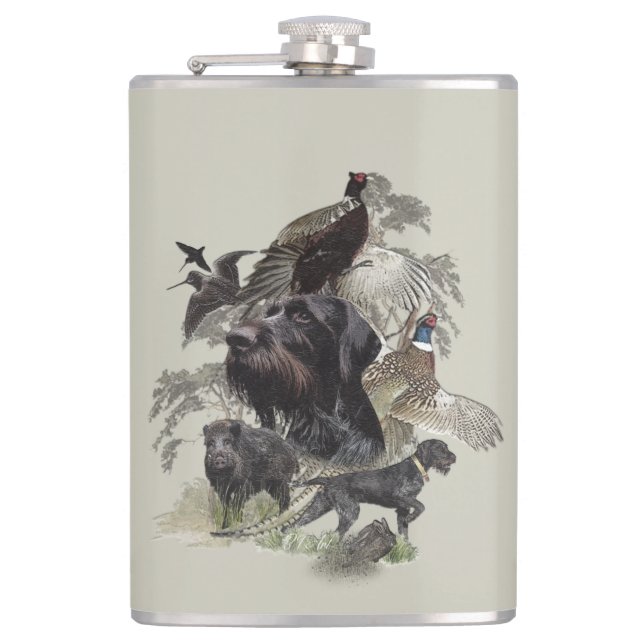 German Wirehaired Pointer   Hip Flask (Front)