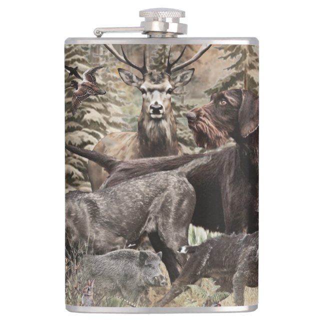 German Wirehaired Pointer Hip Flask (Front)