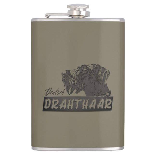 German Wirehaired Pointer Hip Flask (Front)