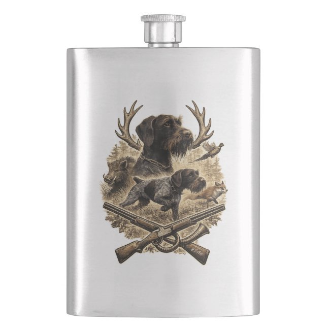 German Wirehaired Pointer Hip Flask (Front)