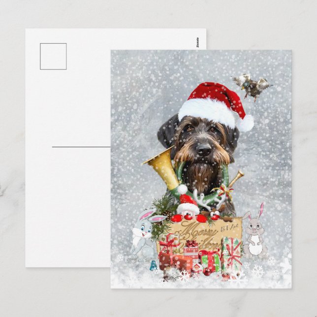 German Wirehaired Pointer Holiday Postcard (Front/Back)