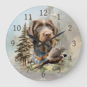 German Wirehaired Pointer Large Clock