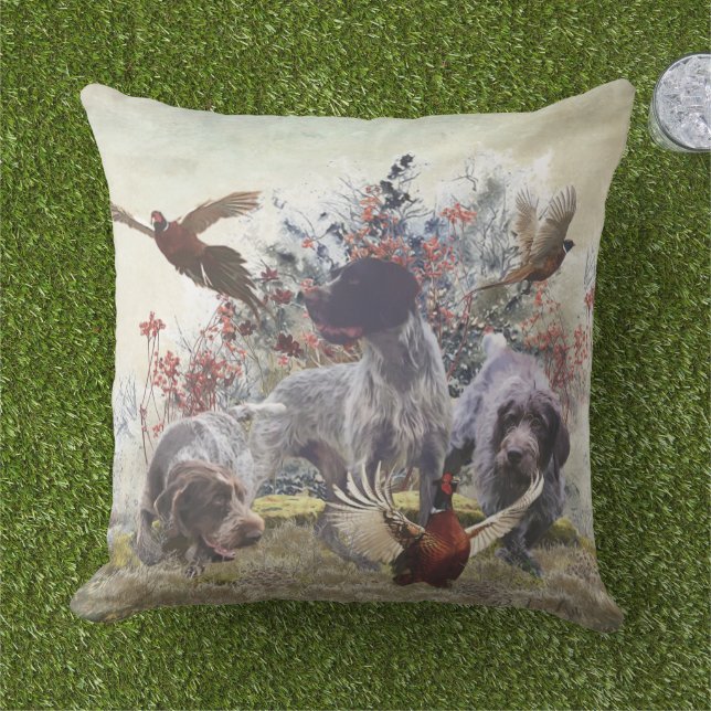 German Wirehaired Pointer     Outdoor Pillow (Grass)