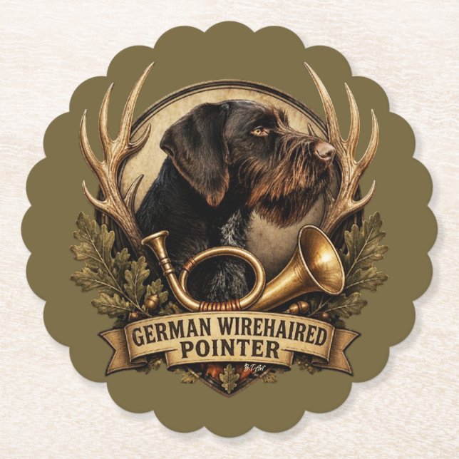 German Wirehaired Pointer Paper Coaster (Front)