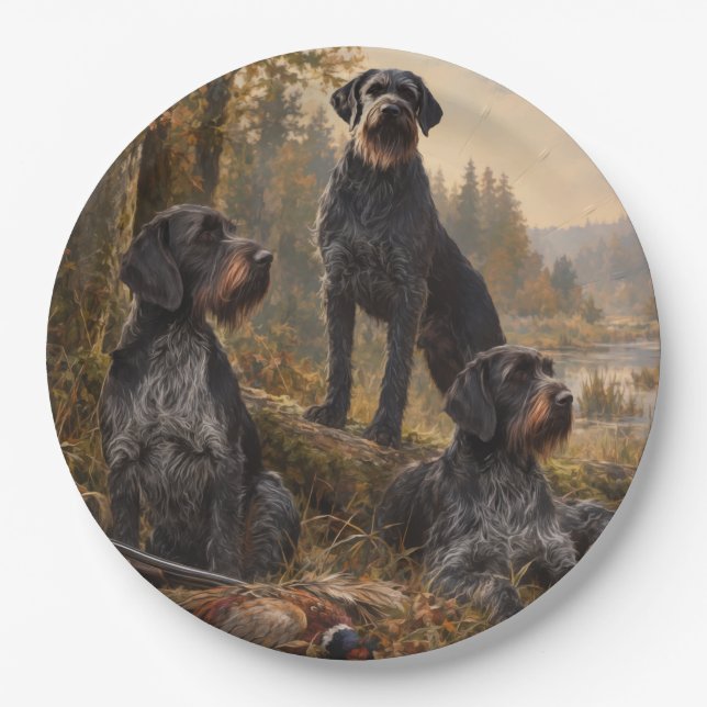 German Wirehaired Pointer Paper Plate (Front)