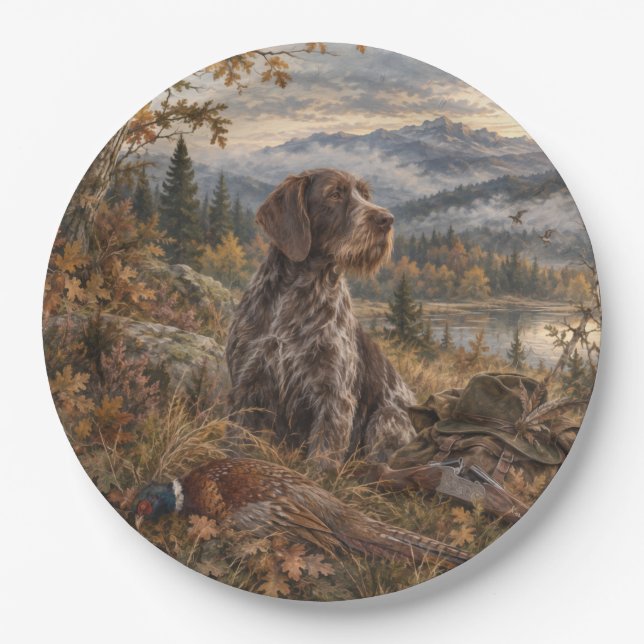 German Wirehaired Pointer Paper Plate (Front)