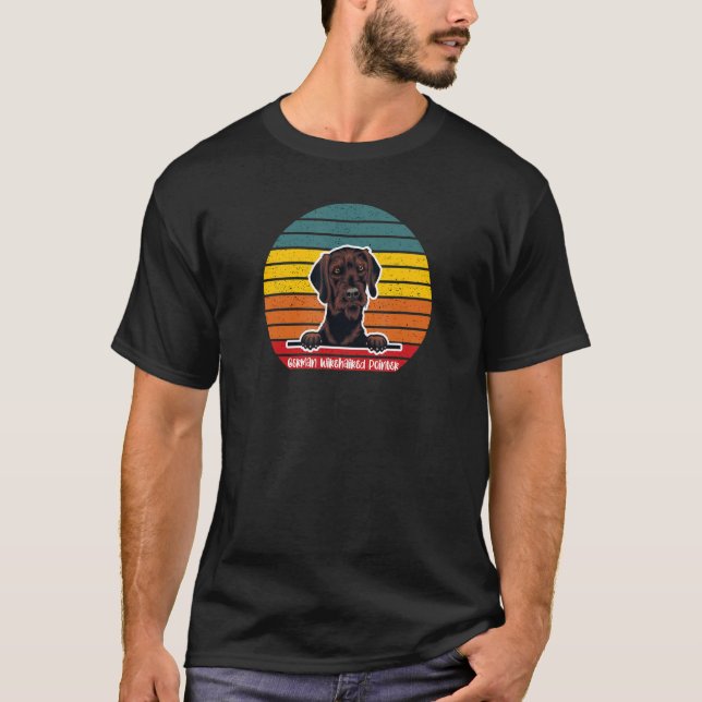 German Wirehaired Pointer Retro Vintage Colourful  T-Shirt (Front)