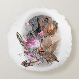 German Wirehaired Pointer    Round Pillow