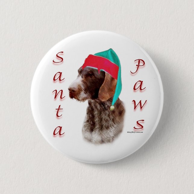 German Wirehaired Pointer Santa Paws 2 Inch Round Button (Front)