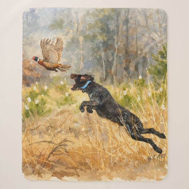 German Wirehaired Pointer Sherpa Blanket (Front)