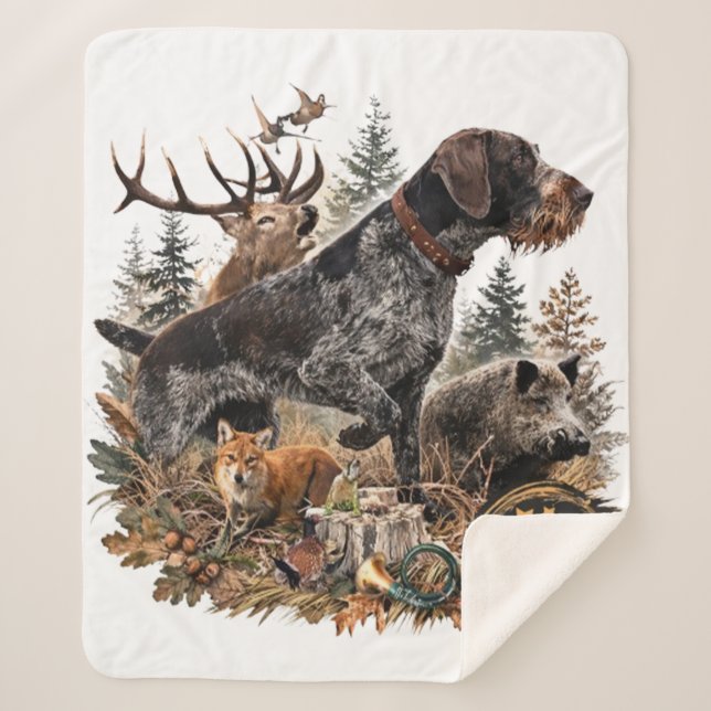 German Wirehaired Pointer Sherpa Blanket (Front)