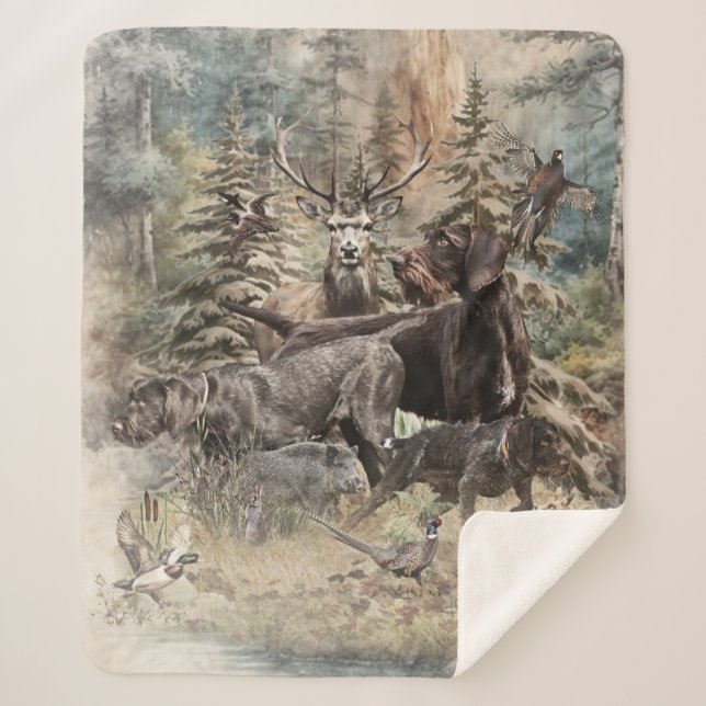 German Wirehaired Pointer Sherpa Blanket (Front)