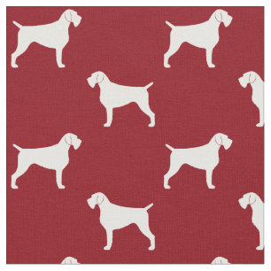 German Wirehaired Pointer Silhouettes Pattern Red Fabric