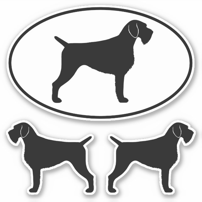 German Wirehaired Pointer Silhouettes Sticker Set (Front)