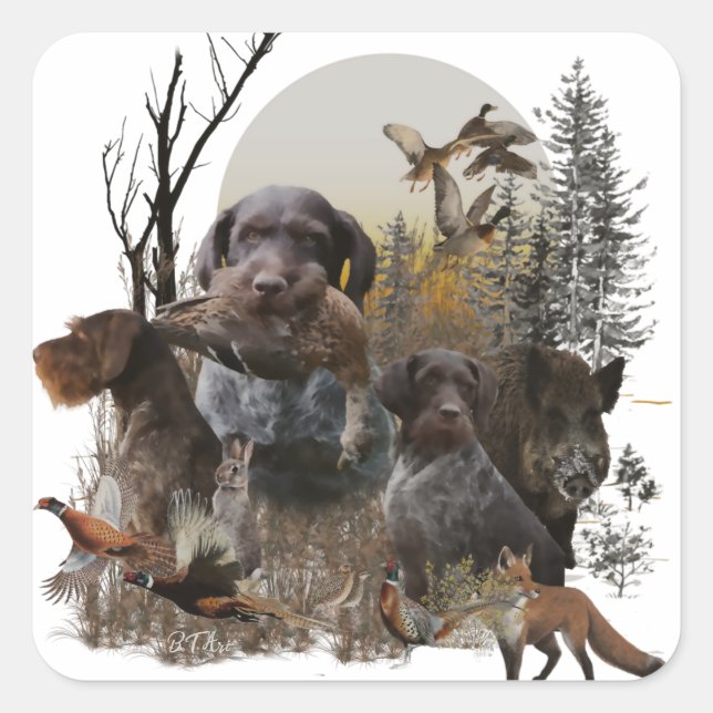 German Wirehaired Pointer Square Sticker (Front)