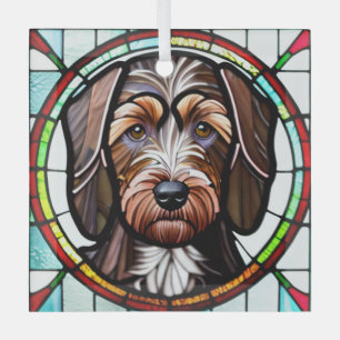 German Wirehaired Pointer "Stained Glass"  Glass Ornament