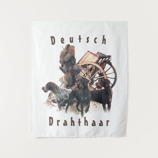 German Wirehaired Pointer  sticker Paper Plate Out Tapestry (Front)