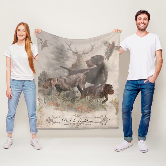 German Wirehaired Pointer  Tapestry Outdoor Pillow Fleece Blanket (In Situ)
