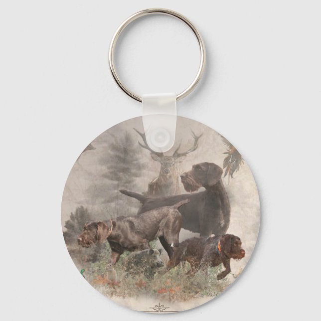 German Wirehaired Pointer  Tapestry Outdoor Pillow Keychain (Front)