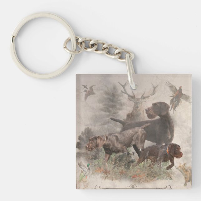 German Wirehaired Pointer  Tapestry Outdoor Pillow Keychain (Front)